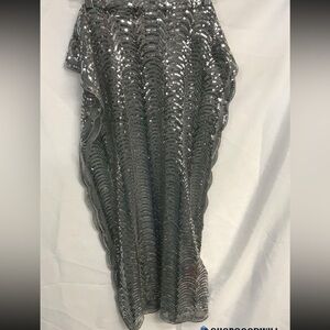 NWT Betsey Johnson Silver Sequin Ultra Sparkly Wrap/Scarf